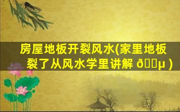 房屋地板开裂风水(家里地板裂了从风水学里讲解 🐵 )